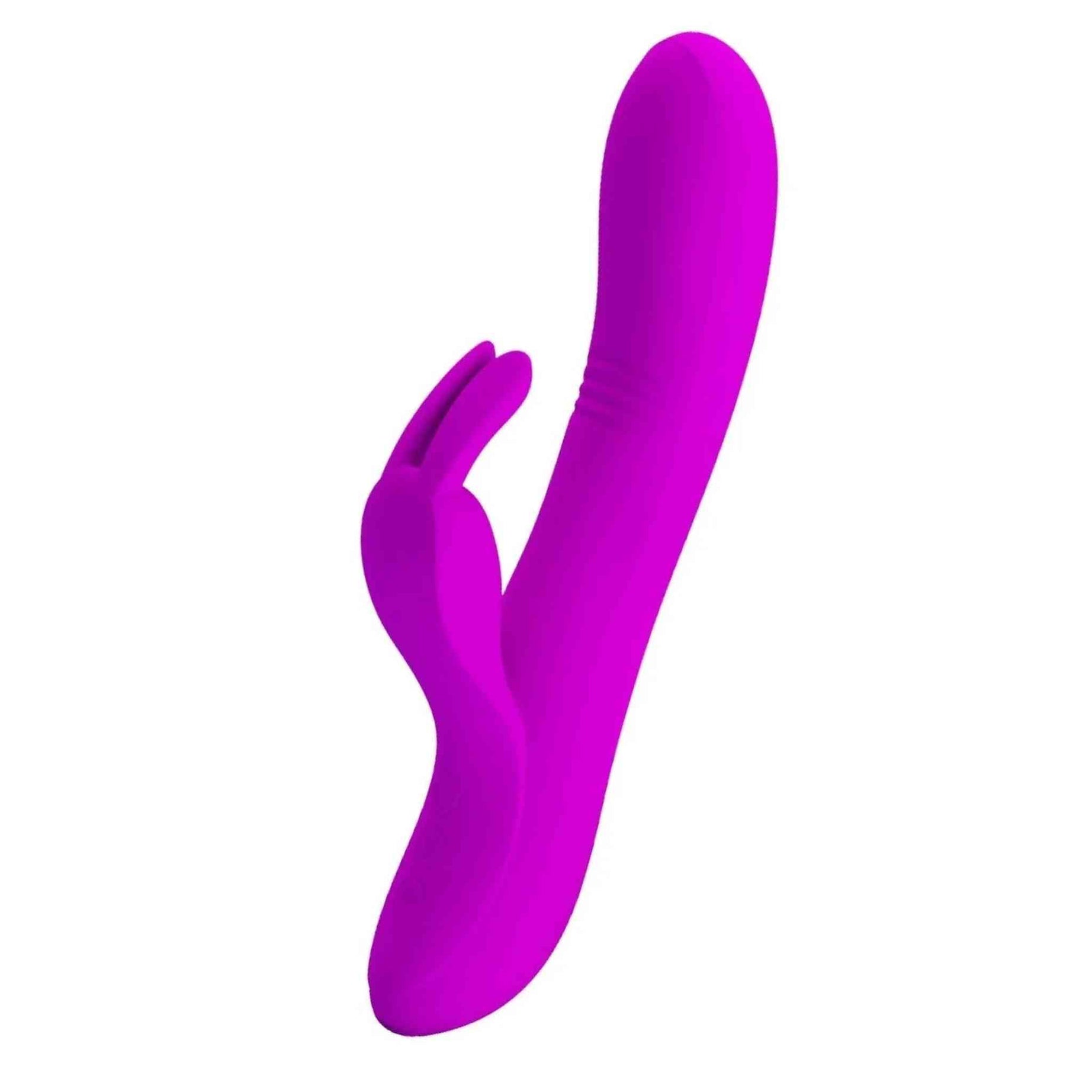 Vibratore Rabbit 100% in silicone, con 4 diverse modalità di tickling e 7 diverse modalità di vibrazione - Viola, Ricaricabile,