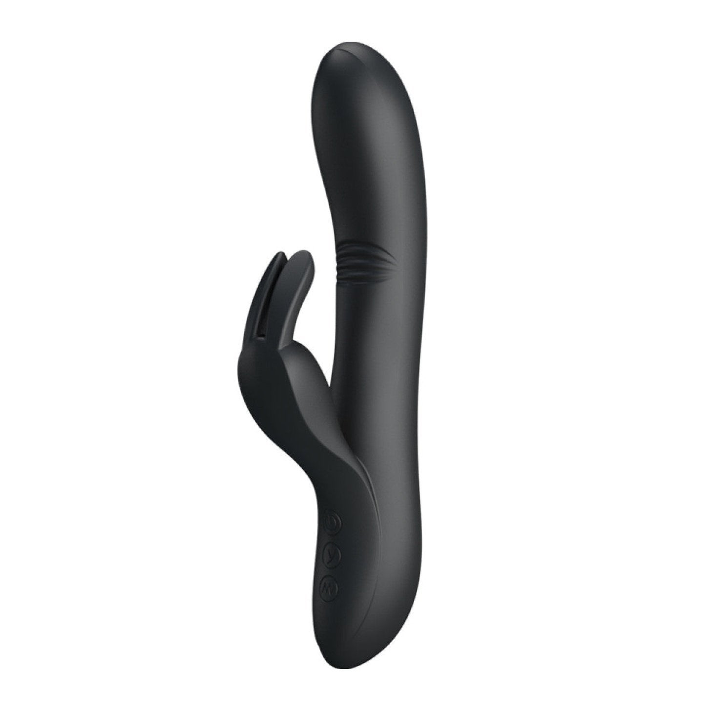 Vibratore Rabbit 100% in silicone, con 4 diverse modalità di tickling e 7 diverse modalità di vibrazione - Nero, Ricaricabile - GoEstasy