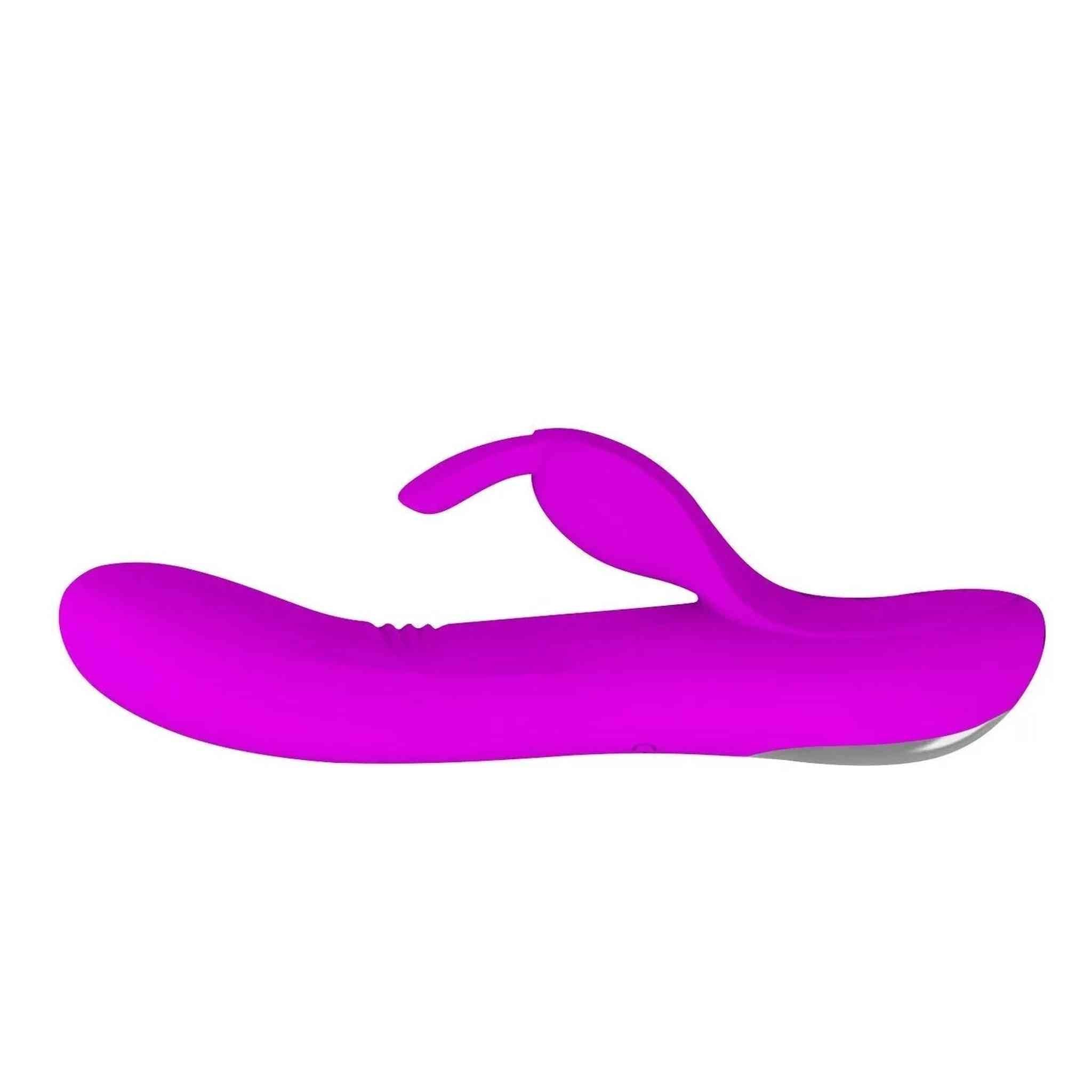 Vibratore Rabbit 100% in silicone, con 4 diverse modalità di tickling e 7 diverse modalità di vibrazione - Viola, Ricaricabile,