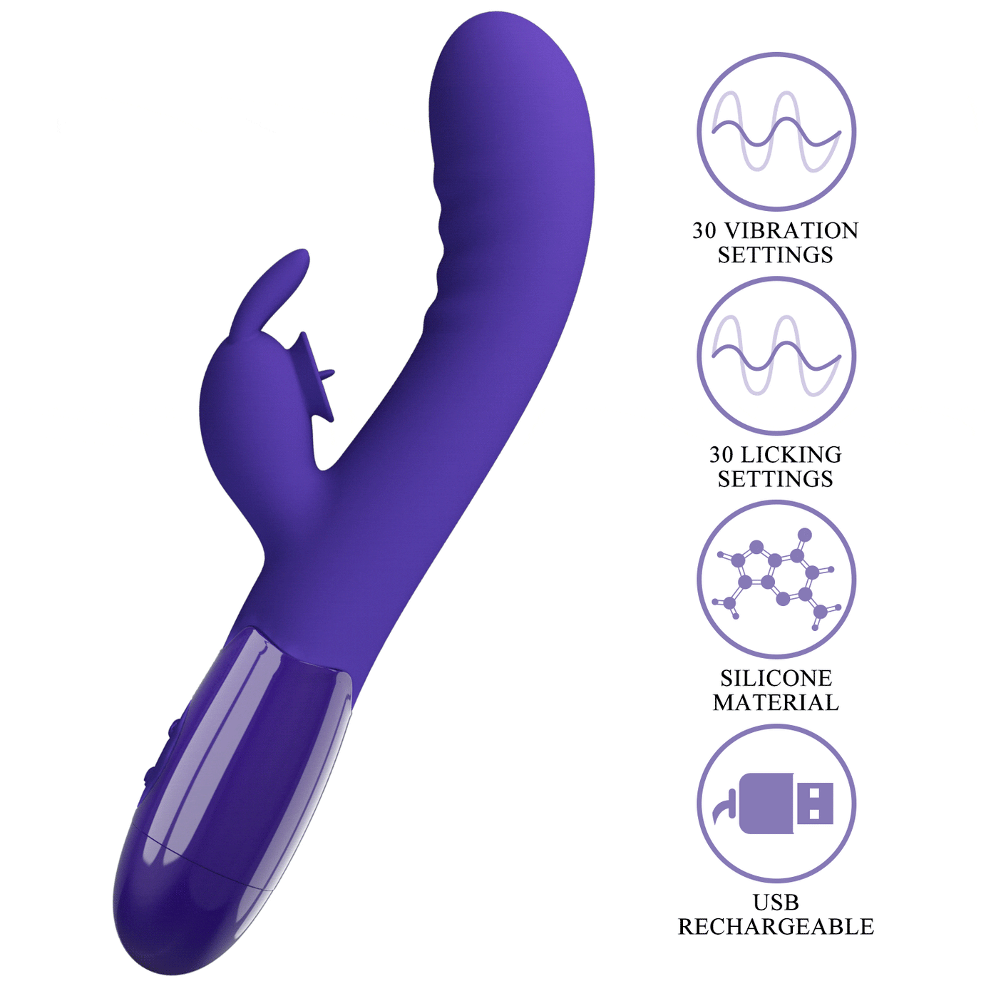 Vibratore Rabbit Silicone Medico – 30 Programmi e Licking Clitorideo
