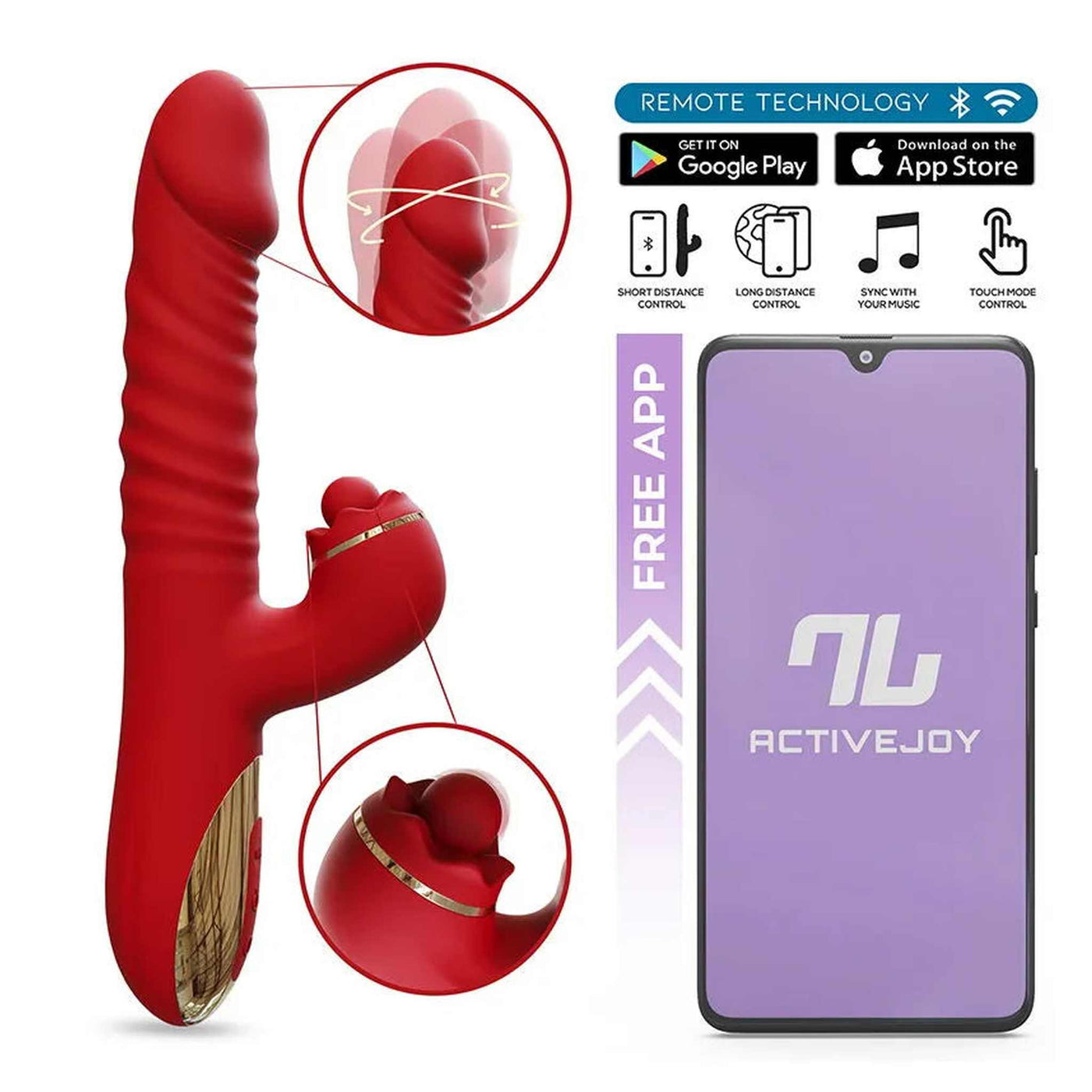 Vibratore Rabbit a Spinta e Pulsazione con Controllo da Smartphone