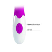 Vibratore rabbit silicone viola e bianco con pulsanti vibrazione e on/off