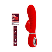 Vibratore rabbit rosso in silicone medico con scanalature e 7 vibrazioni