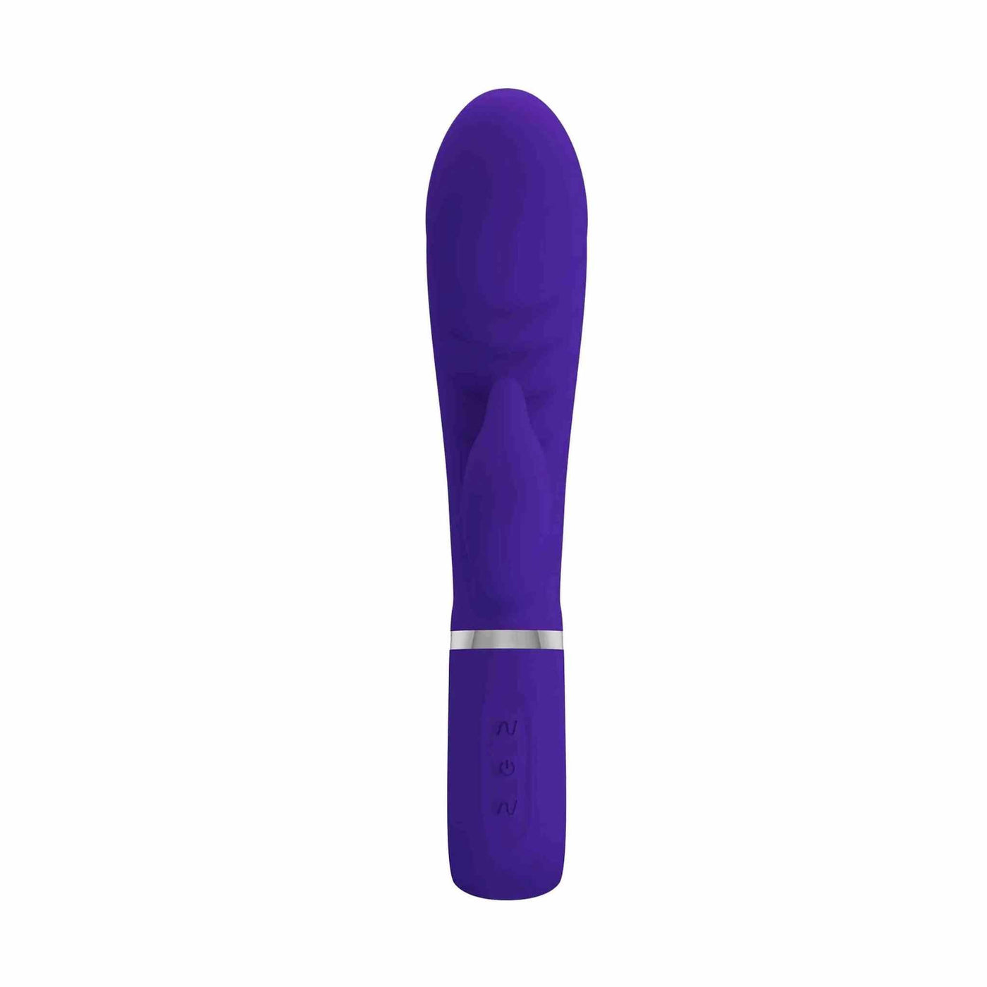 Vibratore rabbit viola in silicone opaco con fascia metallica centrale