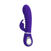 Vibratore rabbit viola laterale con sezione centrale ondulata
