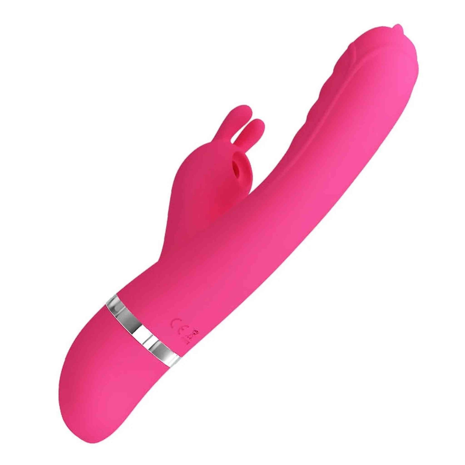 Vibratore Rabbit con funzione Licking e Succhia Clitoride - Silicone Medicale, Fucsia