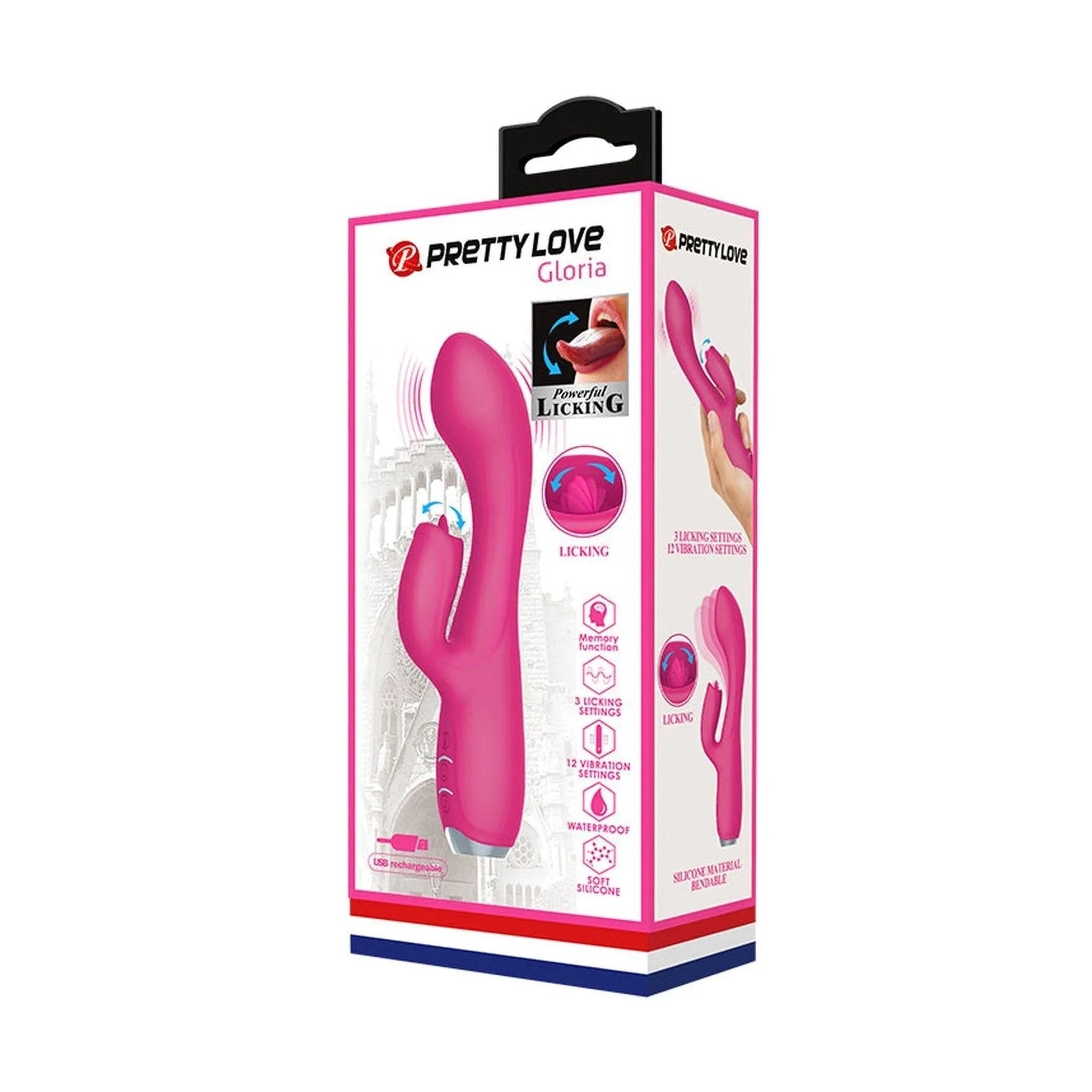 Vibratore Rabbit con lecca clitoride - 12 modalità di vibrazione e 3 di suzione - Silicone Medicale, Ricaricabile, Viola