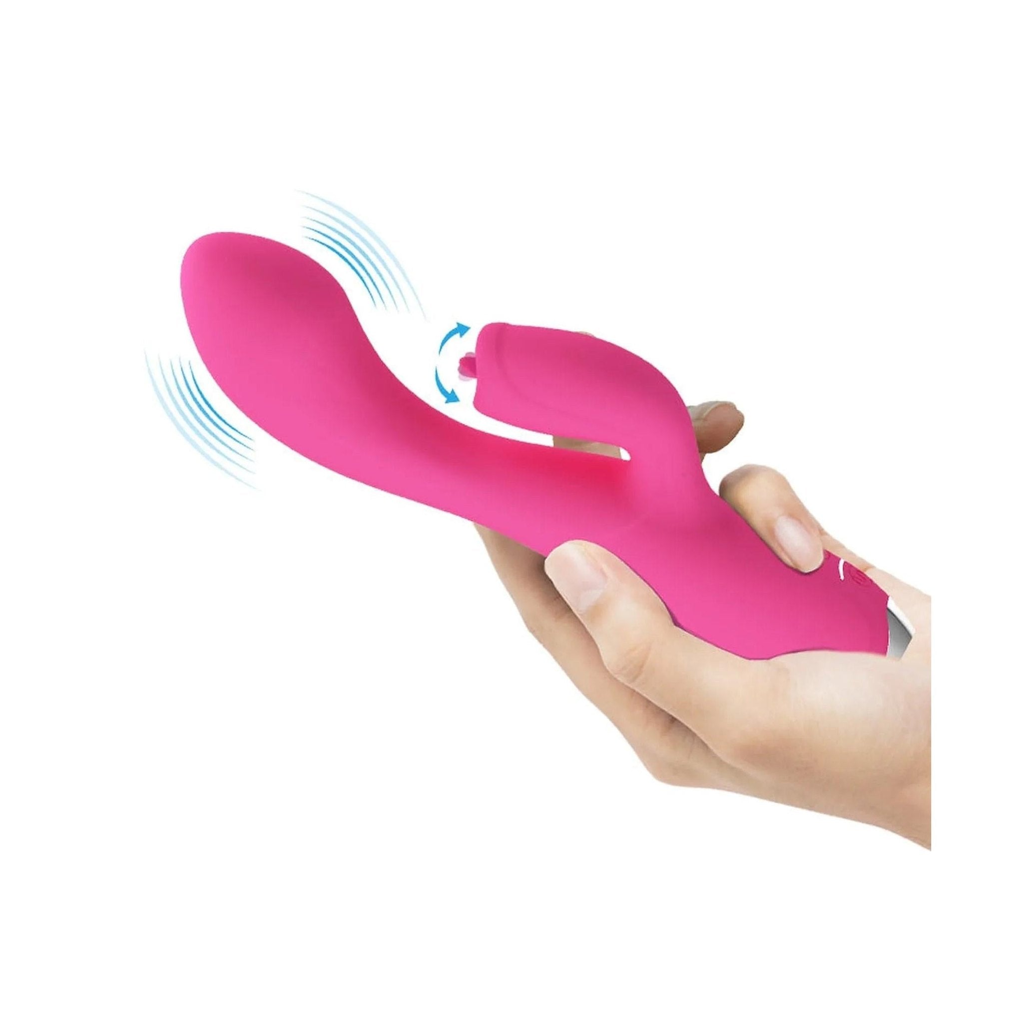 Vibratore Rabbit con lecca clitoride - 12 modalità di vibrazione e 3 di suzione - Silicone Medicale, Ricaricabile, Viola