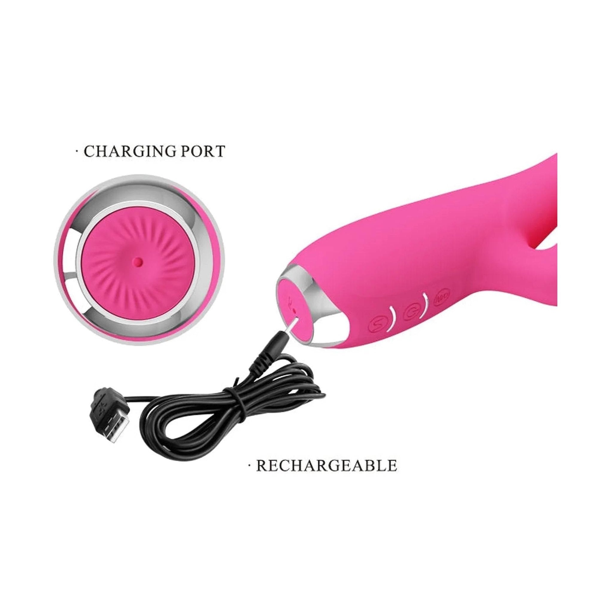 Vibratore Rabbit con lecca clitoride - 12 modalità di vibrazione e 3 di suzione - Silicone Medicale, Ricaricabile, Viola