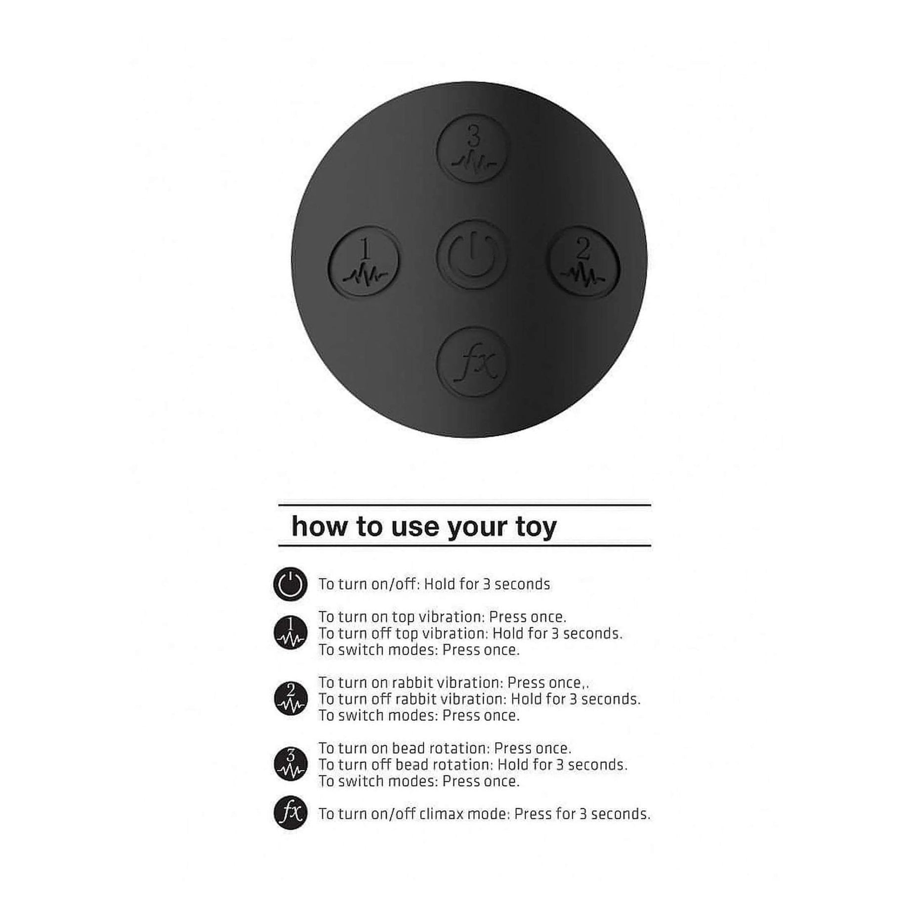 Vibratore Rabbit con pin in movimento multidirezionale a 360° - Nero