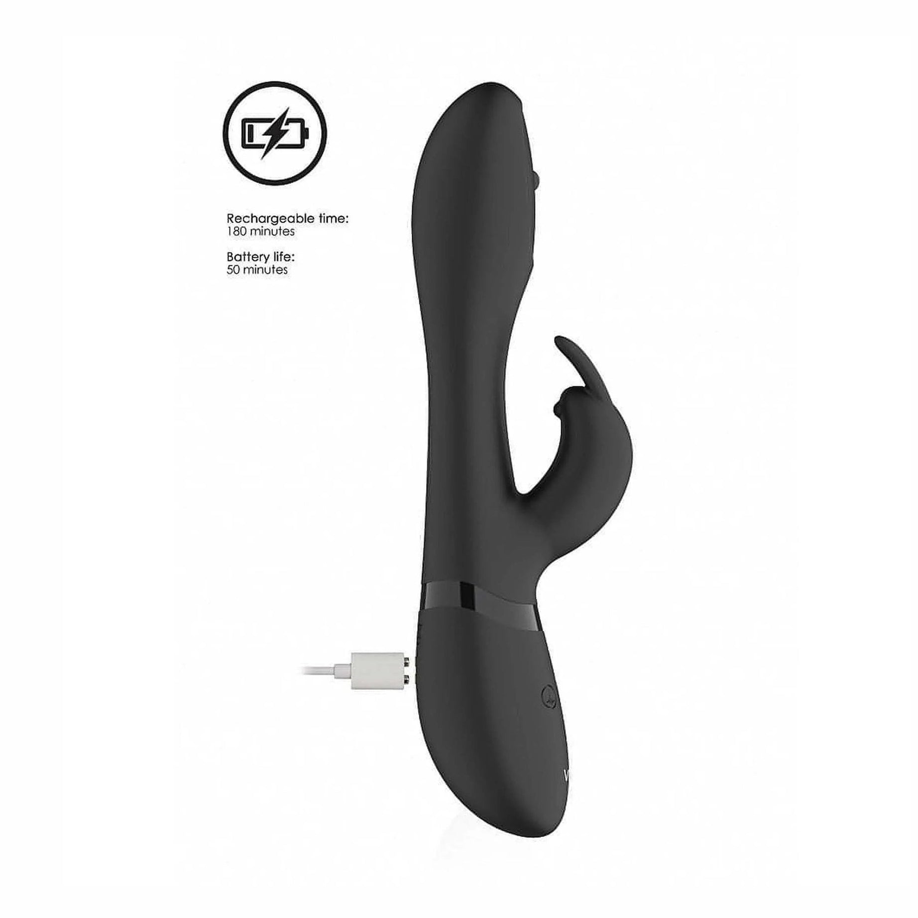 Vibratore Rabbit con pin in movimento multidirezionale a 360° - Nero