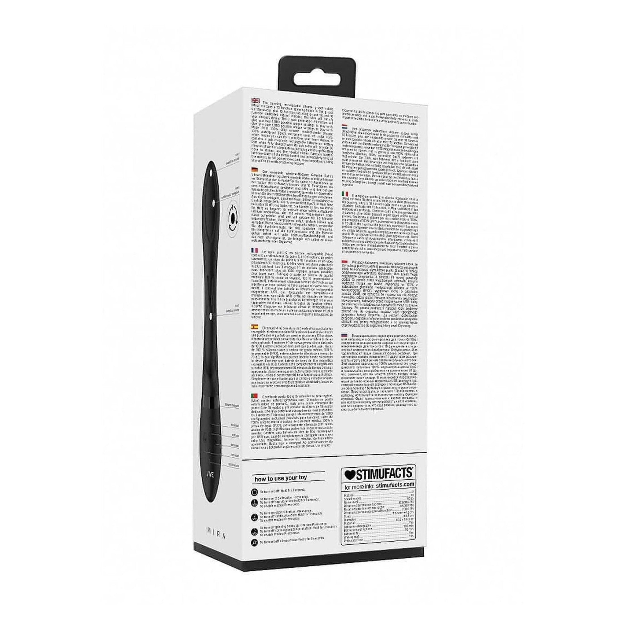 Vibratore Rabbit con pin in movimento multidirezionale a 360° - Nero