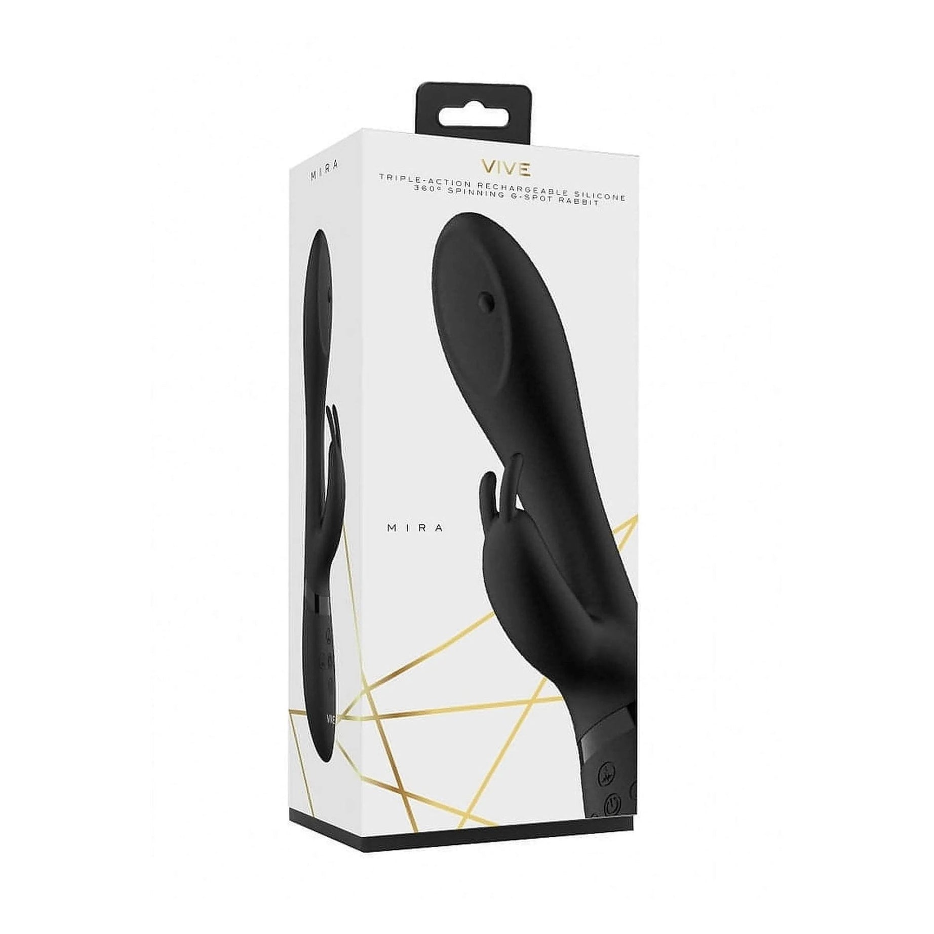 Vibratore Rabbit con pin in movimento multidirezionale a 360° - Nero
