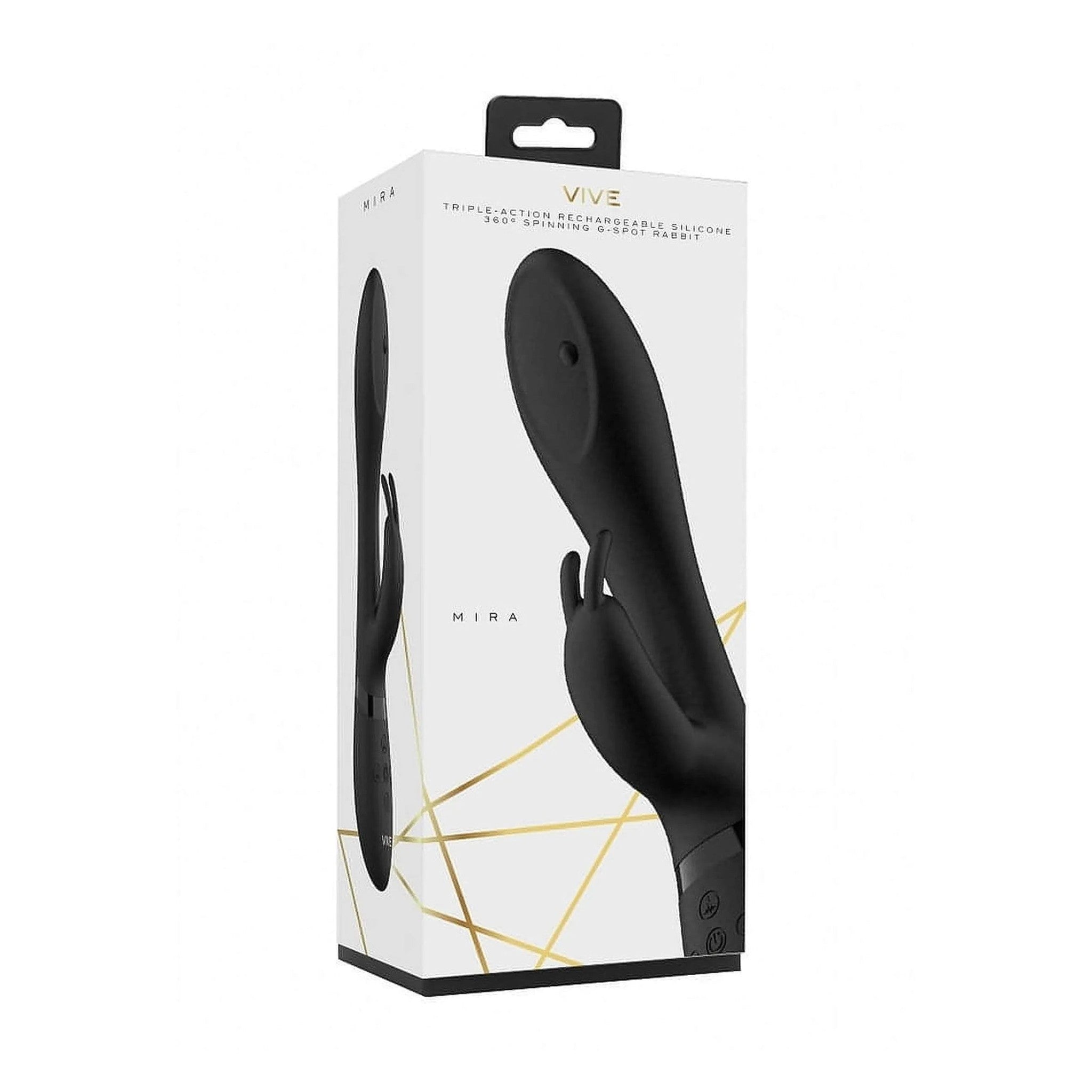 Vibratore Rabbit con pin in movimento multidirezionale a 360° - Nero