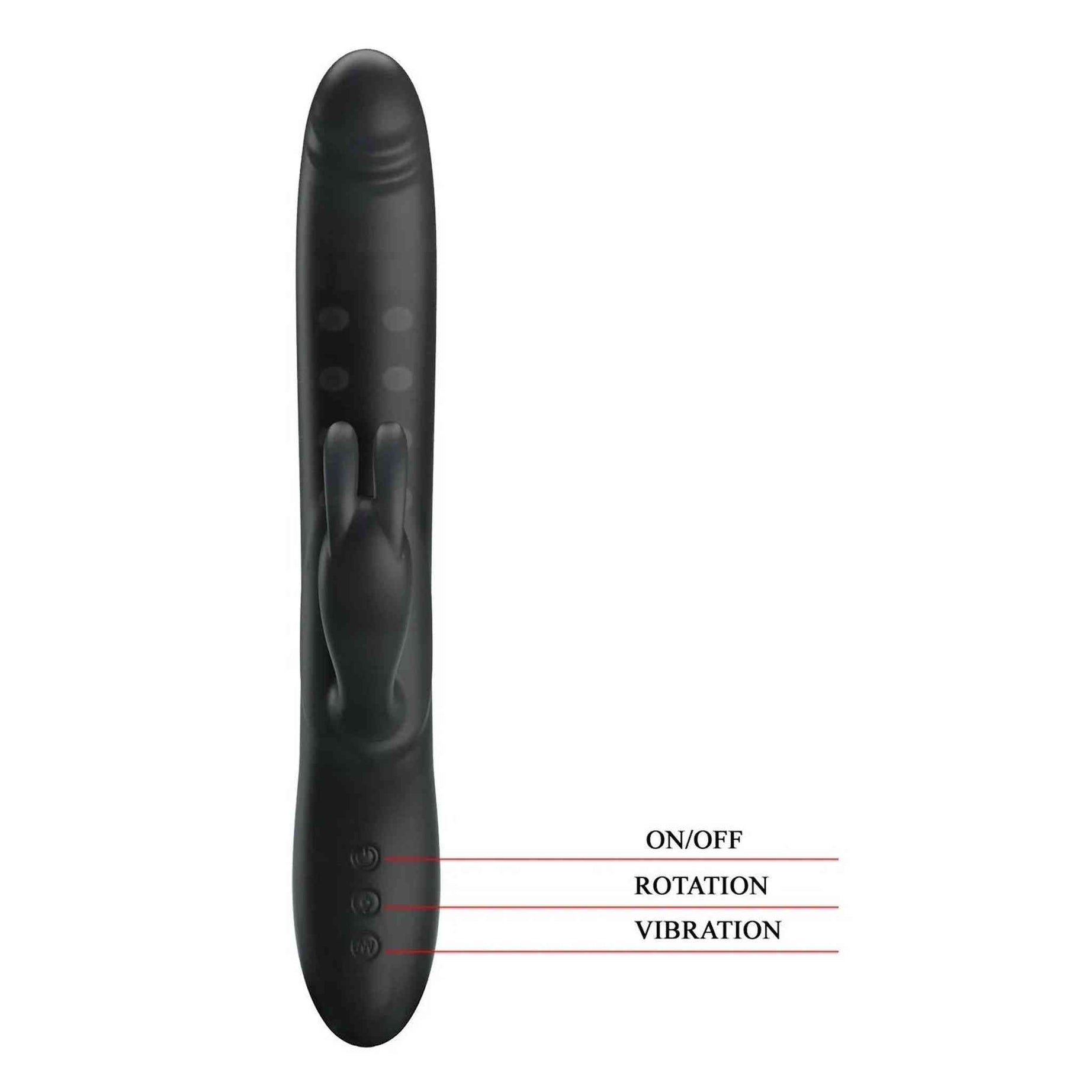 Vibratore Rabbit rotante e vibrante - Silicone, Nero