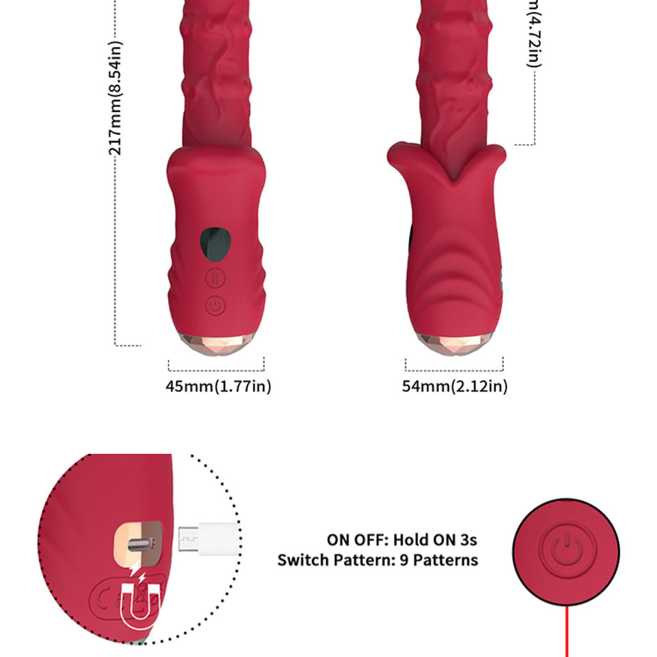 Vibratore Riscaldante con Spinta e Fingering
