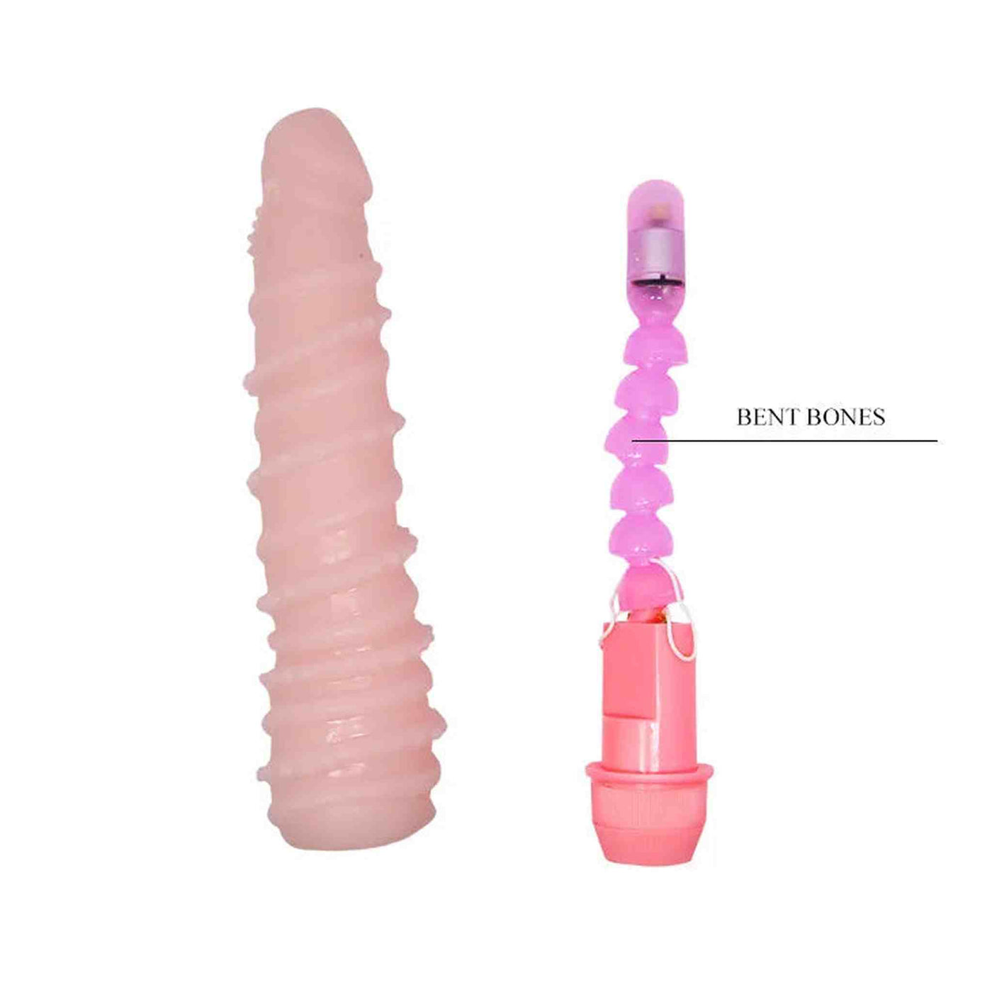 Vibratore con spina modulabile e rilievi stimolanti - Rosa Carne