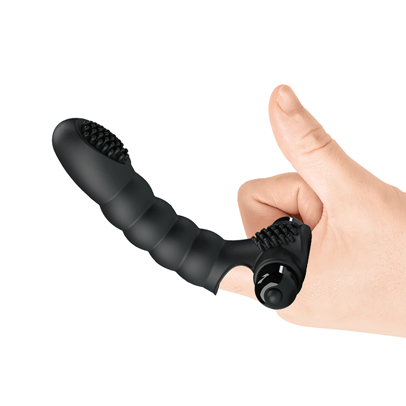 Fingervibrator aus Silikon mit Klitoris- oder Perineumstimulator