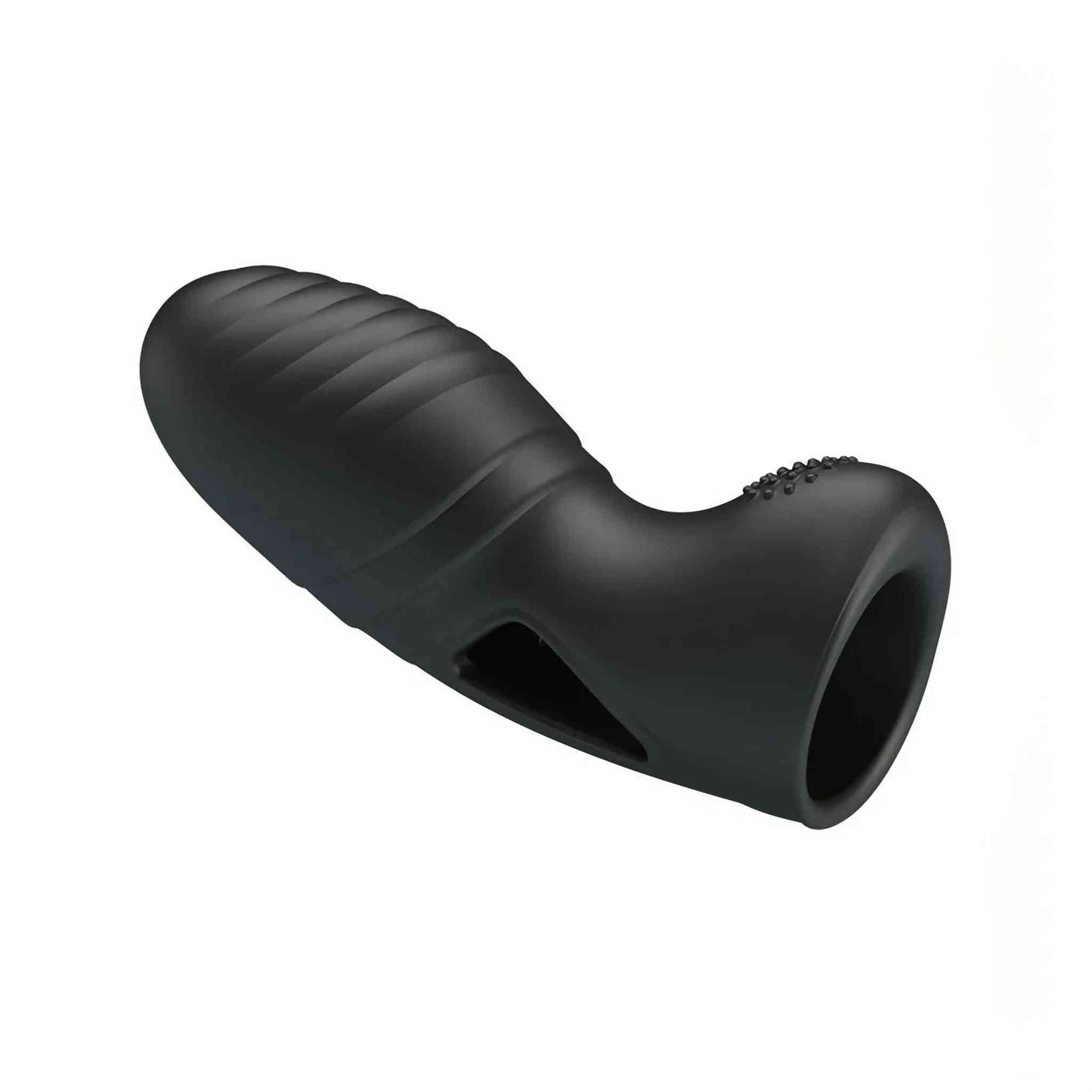 Vibratore da dita con nervature stimolanti Ø 2.3 cm - Nero, Silicone