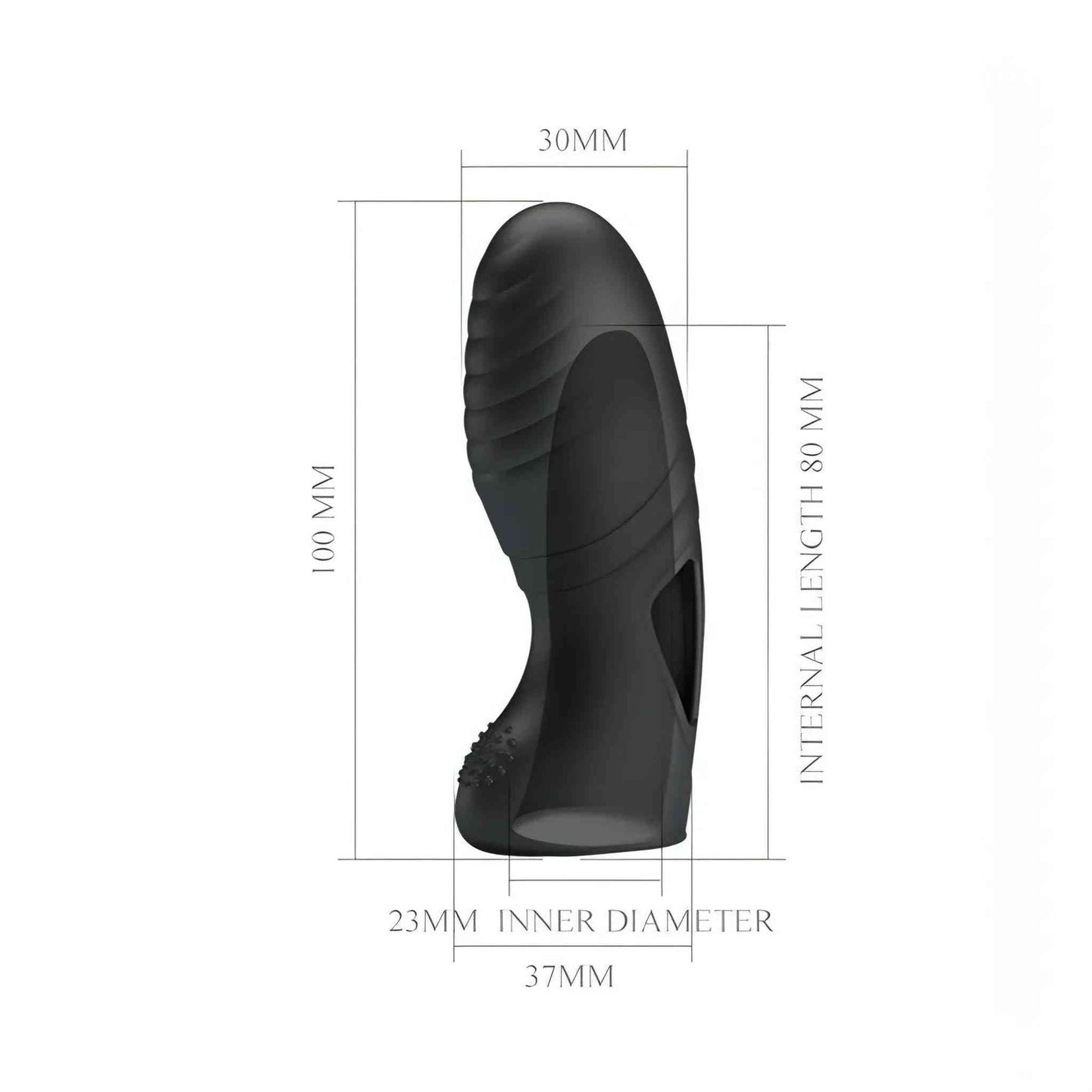 Vibratore da dita con nervature stimolanti Ø 2.3 cm - Nero, Silicone