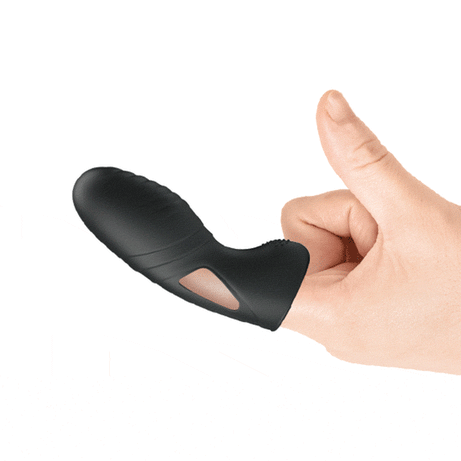 Vibratore da dita con nervature stimolanti Ø 2.3 cm - Nero, Silicone