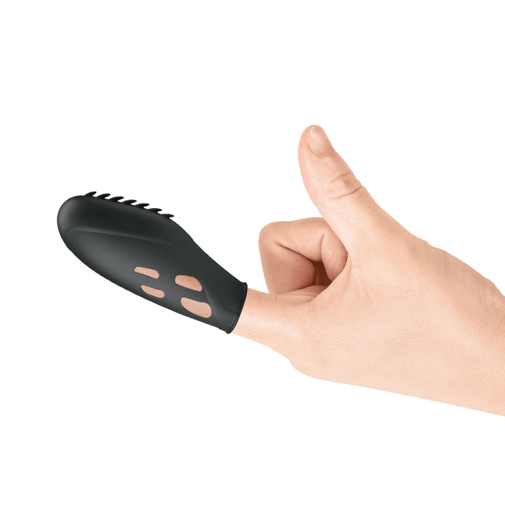 Vibratore da dita con rilievi stimolanti Ø 1.8 cm - Nero, Silicone