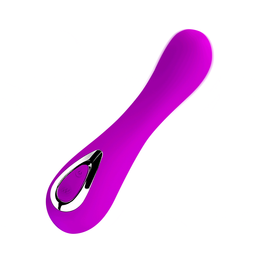 Design vibrator in soft hypoallergenic silicone - 12 vibration modes, Rechargeable, Purple