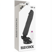 Vibratore realistico con venature, dotato di base regolabile e ventosa - Nero, 20 cm