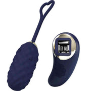 Ovulo vibrante Vivian blu scuro con texture e telecomando wireless