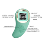 Dettaglio telecomando wireless Vivian verde acqua con display LCD e pulsanti