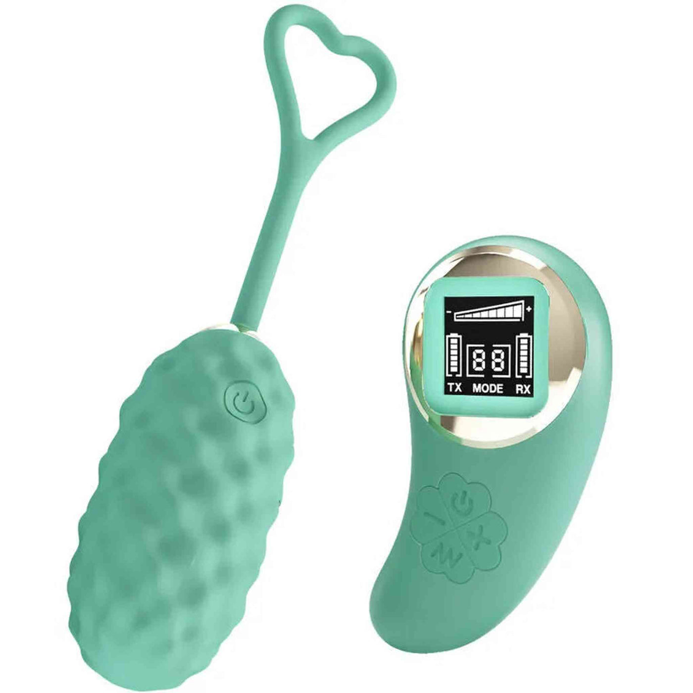 Ovulo vibrante Vivian verde menta con telecomando quadrato e display digitale