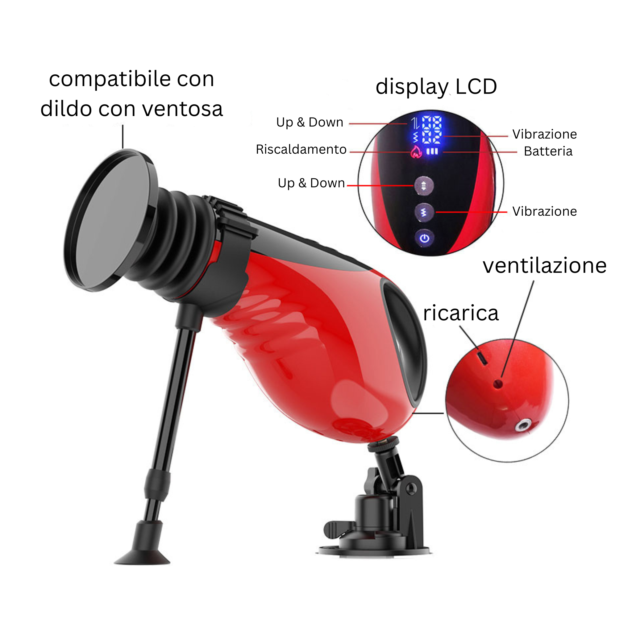 Wireless Portable Fuck Machine Pro 2.0 - Set di 3 Dildo Intercambiabili