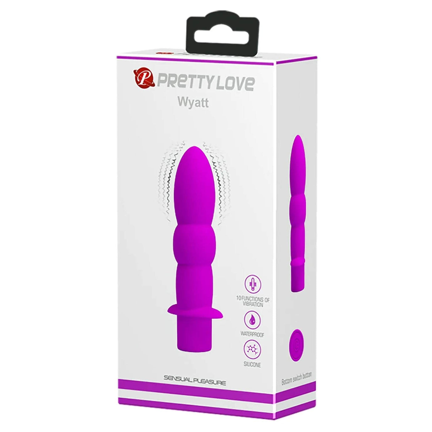Confezione Wyatt Pretty Love plug viola funzioni vibrazione