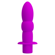 Plug anale viola acceso in silicone vista frontale semplice