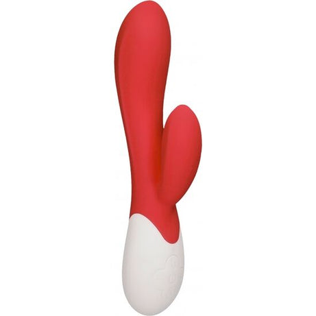 Vibratore rabbit in silicone con riscaldamento fino a 45° - 8 vibrazioni e 3 livelli di intensità, Silicone, Ricaricabile, Rosso - GoEstasy