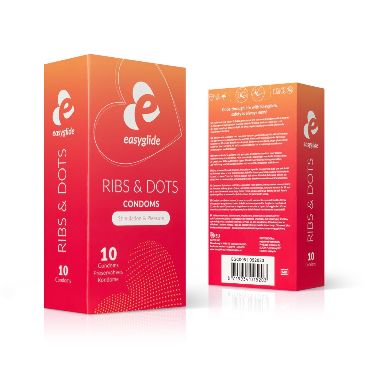 EasyGlide - Ribs and Dots Condoms - 10 pieces - GoEstasy