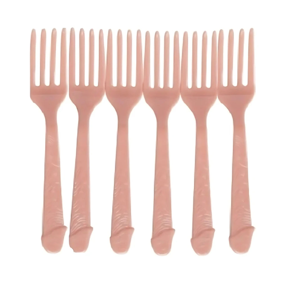 Set di 6 forchette con manico a forma fallica