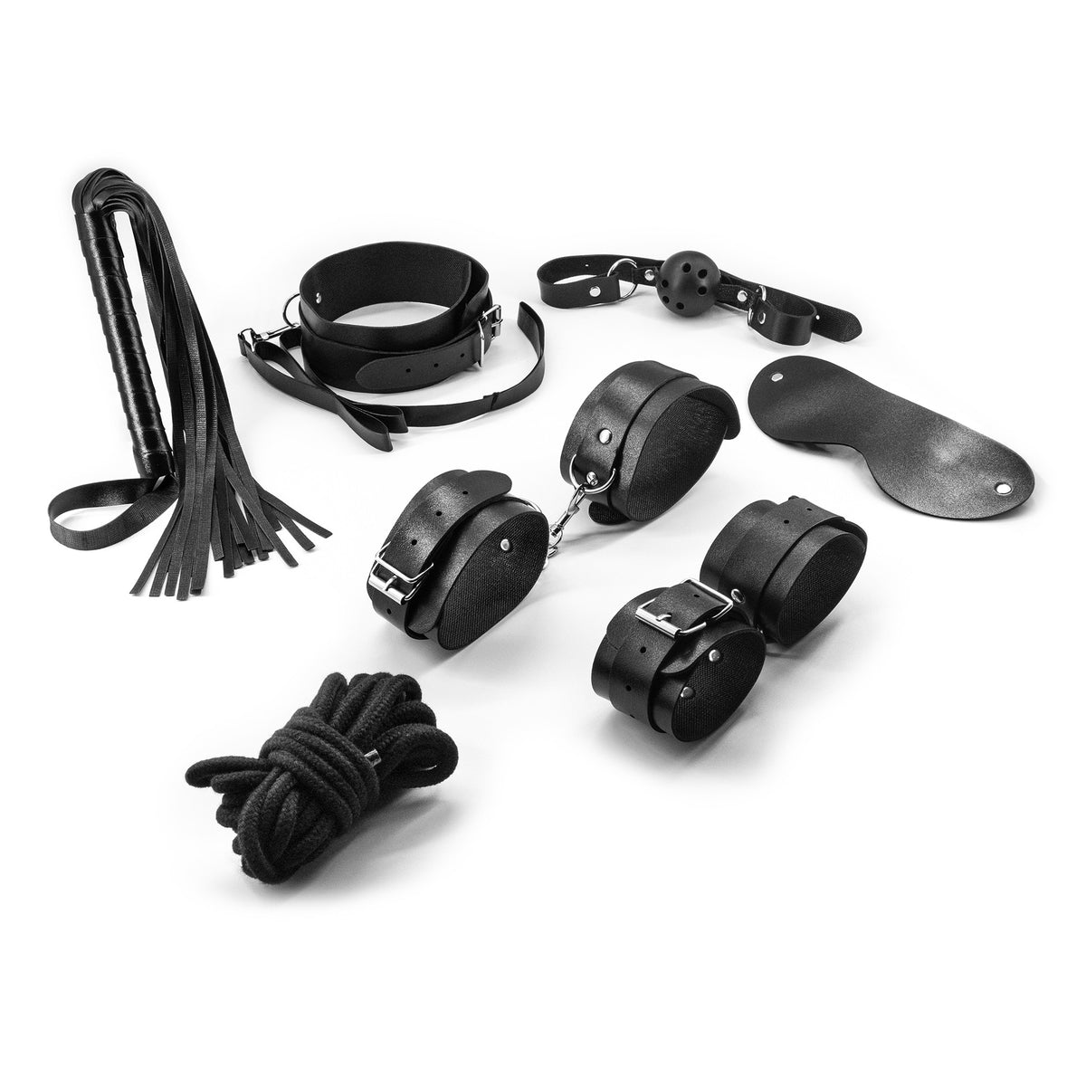 Kit Bondage Punisher 8 Pezzi Crushious – Kit BDSM in Ecopelle Nera, foto 2
