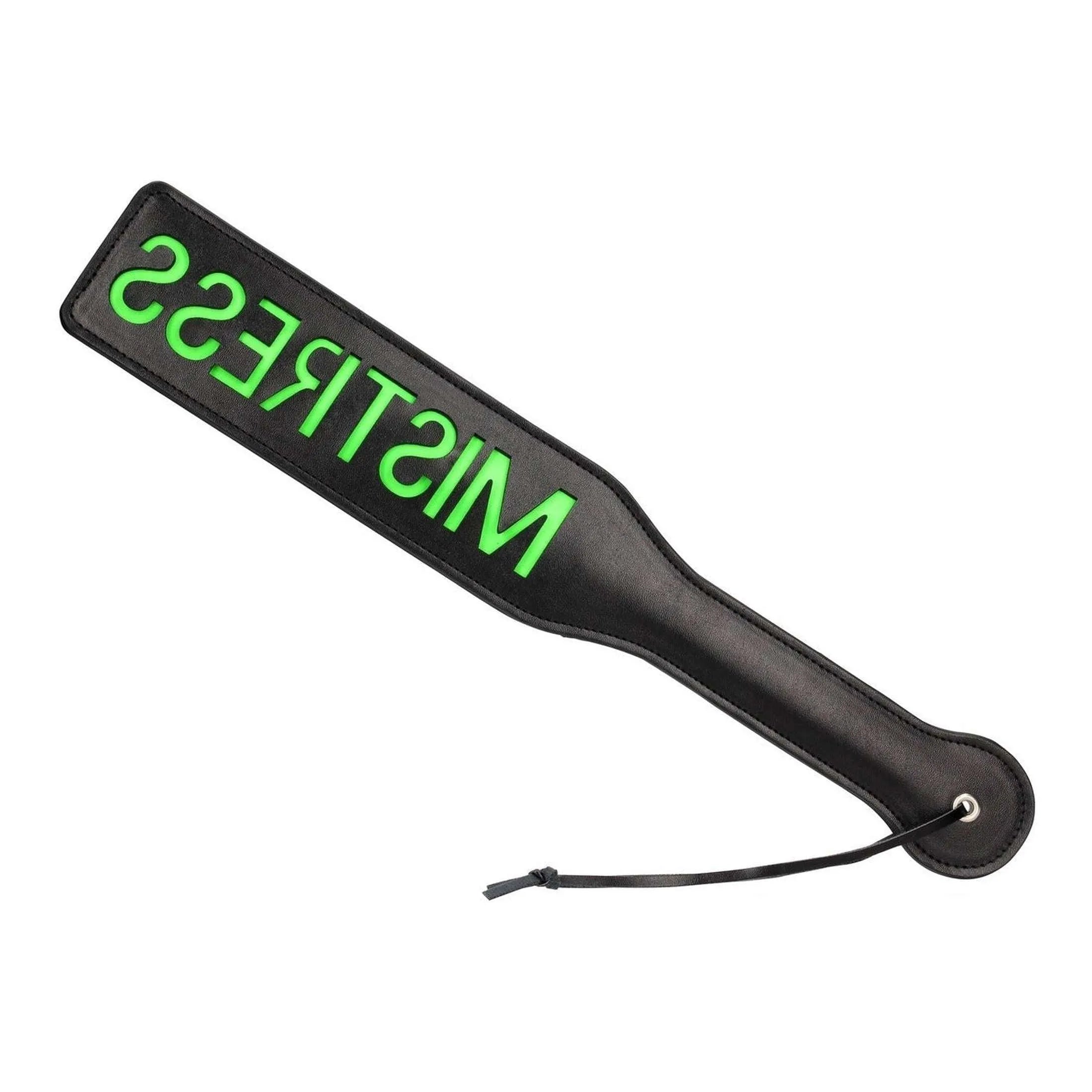 ''Mistress'' Paddle - Glow in the Dark - Black/Neon Green - GoEstasy