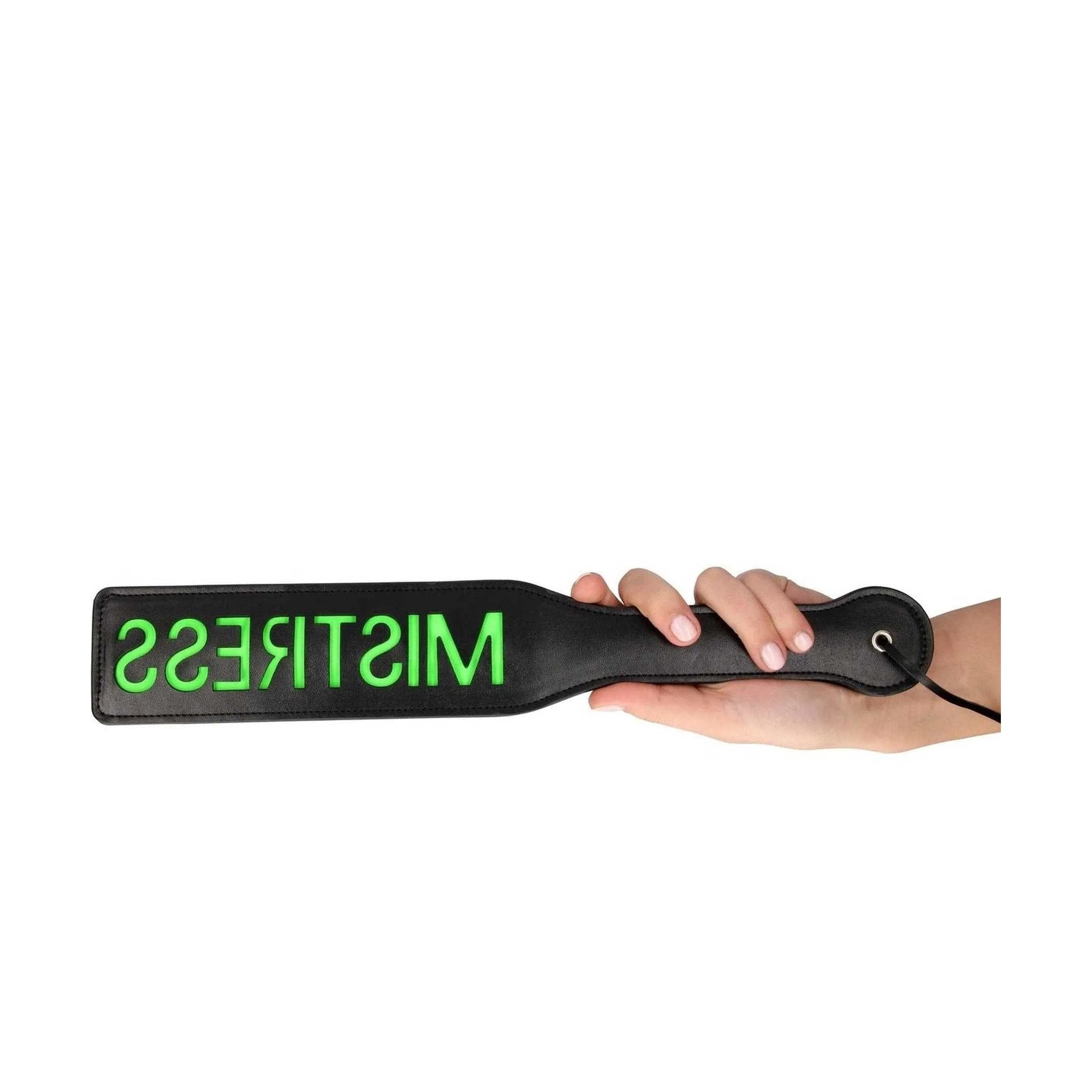 'Mistress'' Paddle - Glow in the Dark - Black/Neon Green