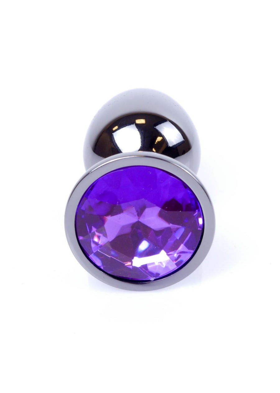 Diamante Anale in Acciaio Cromo Fumé con Gemma Viola