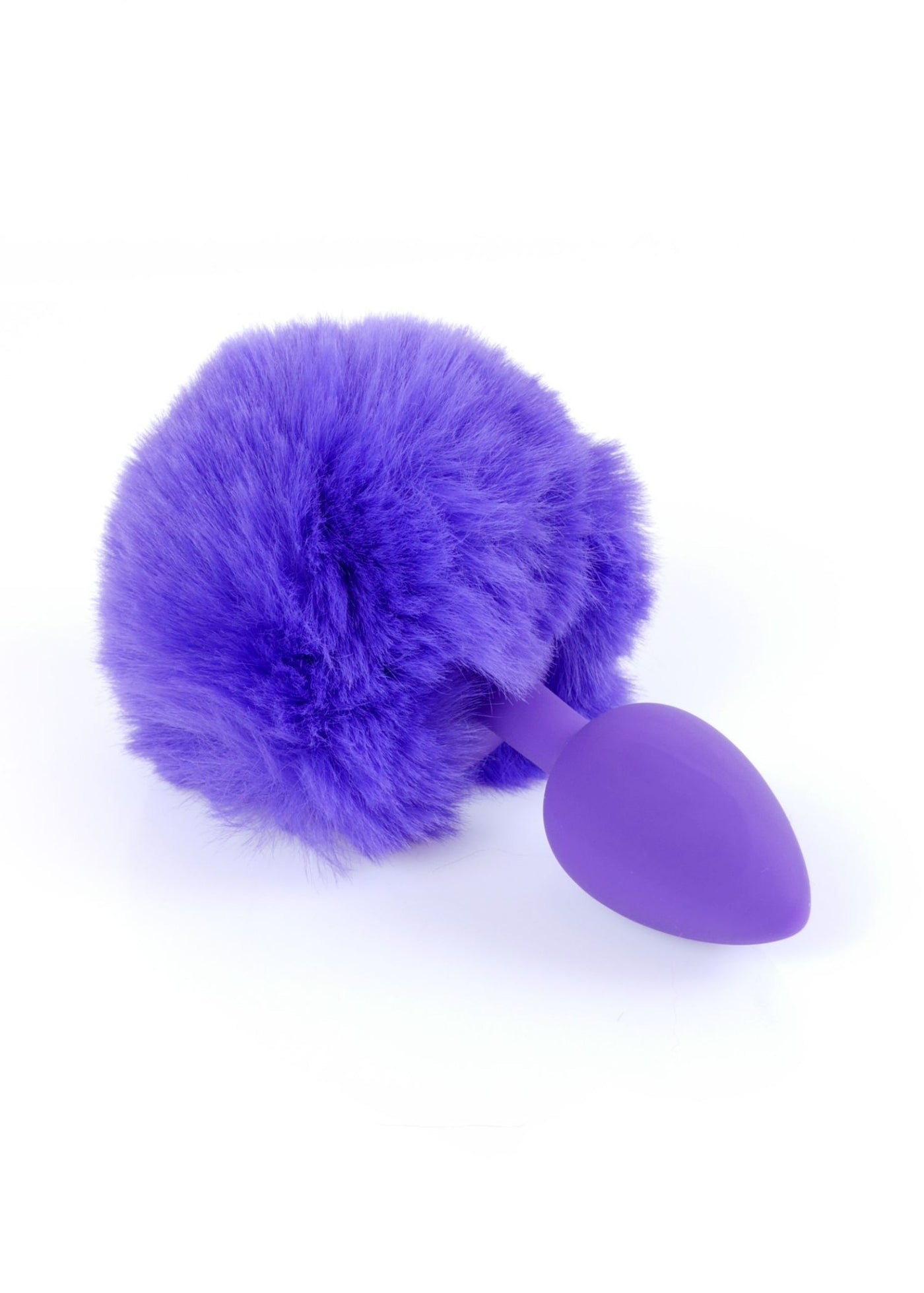 Plug anale silicone viola con pompon peluche