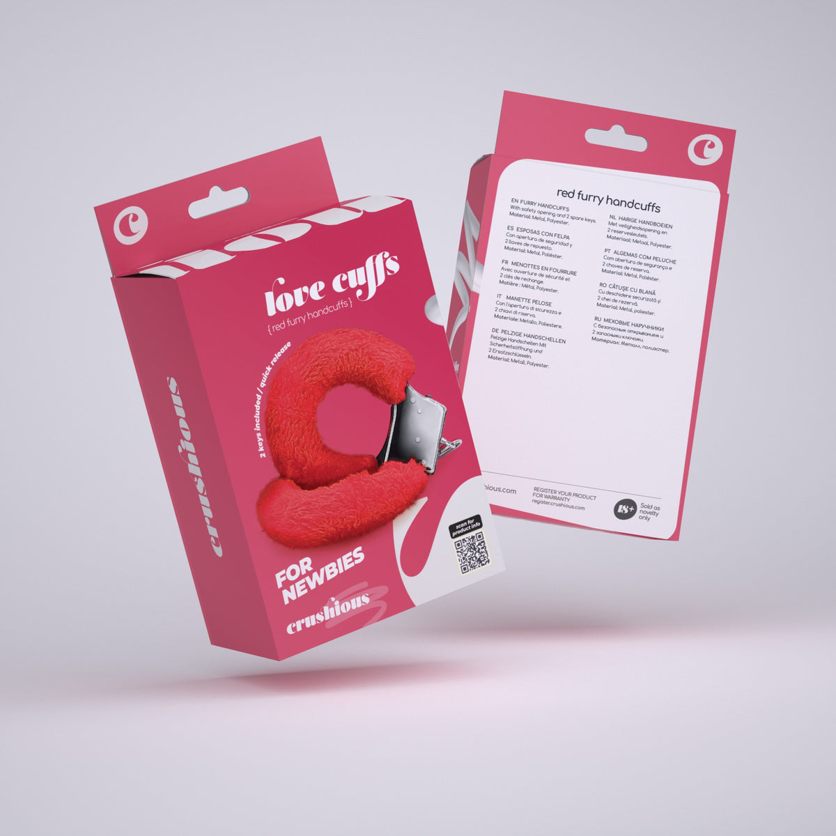 Love Cuffs Crushious – Manette in Peluche Nere o Rosse, foto 10