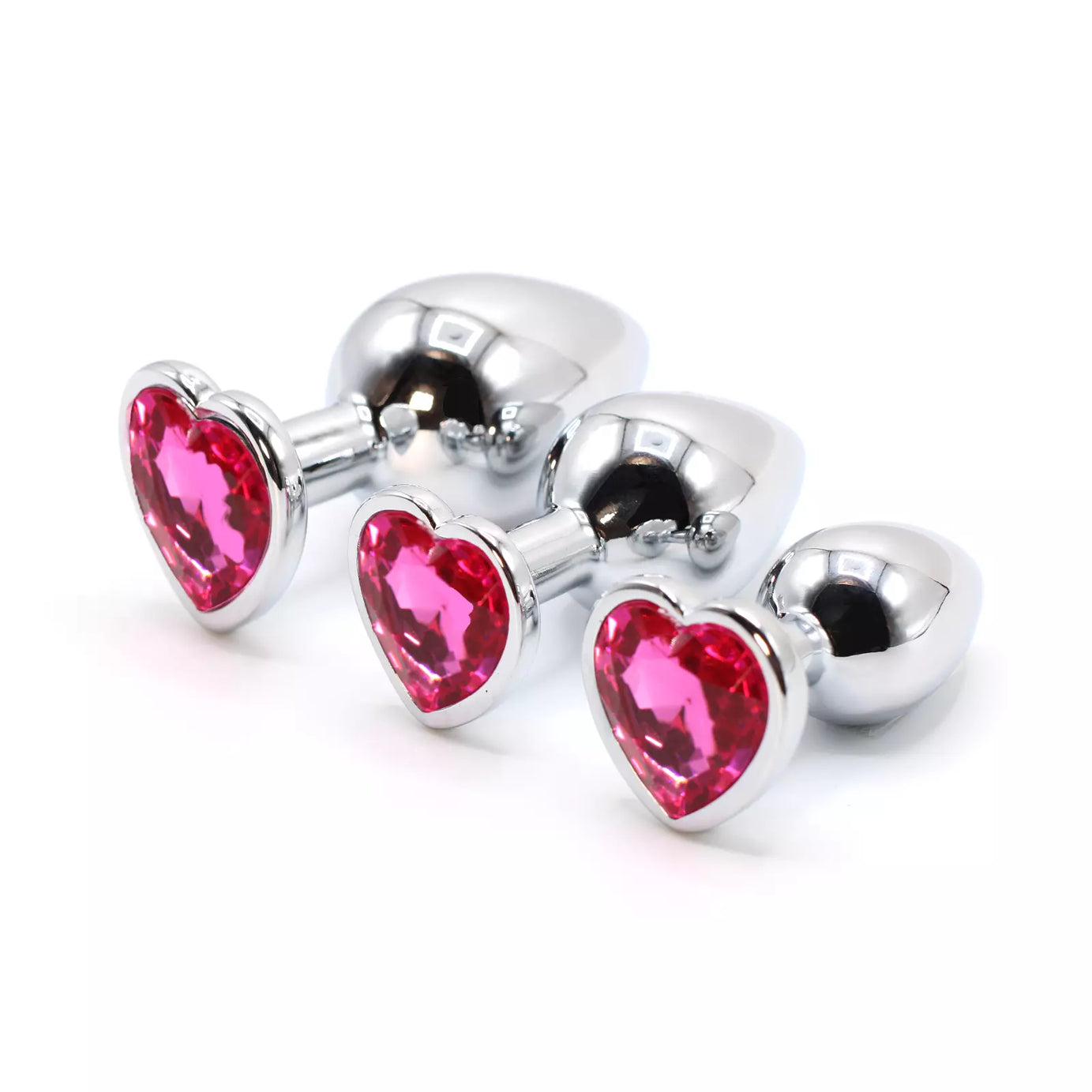 Plug anale in metallo con swarovsky a forma di cuore Fucsia