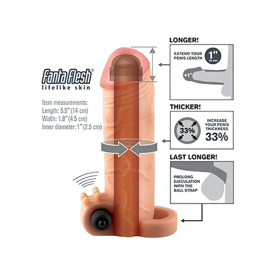 1″ Fantasy X-Tensions Guaina Vibrante con stimolatore clitorideo