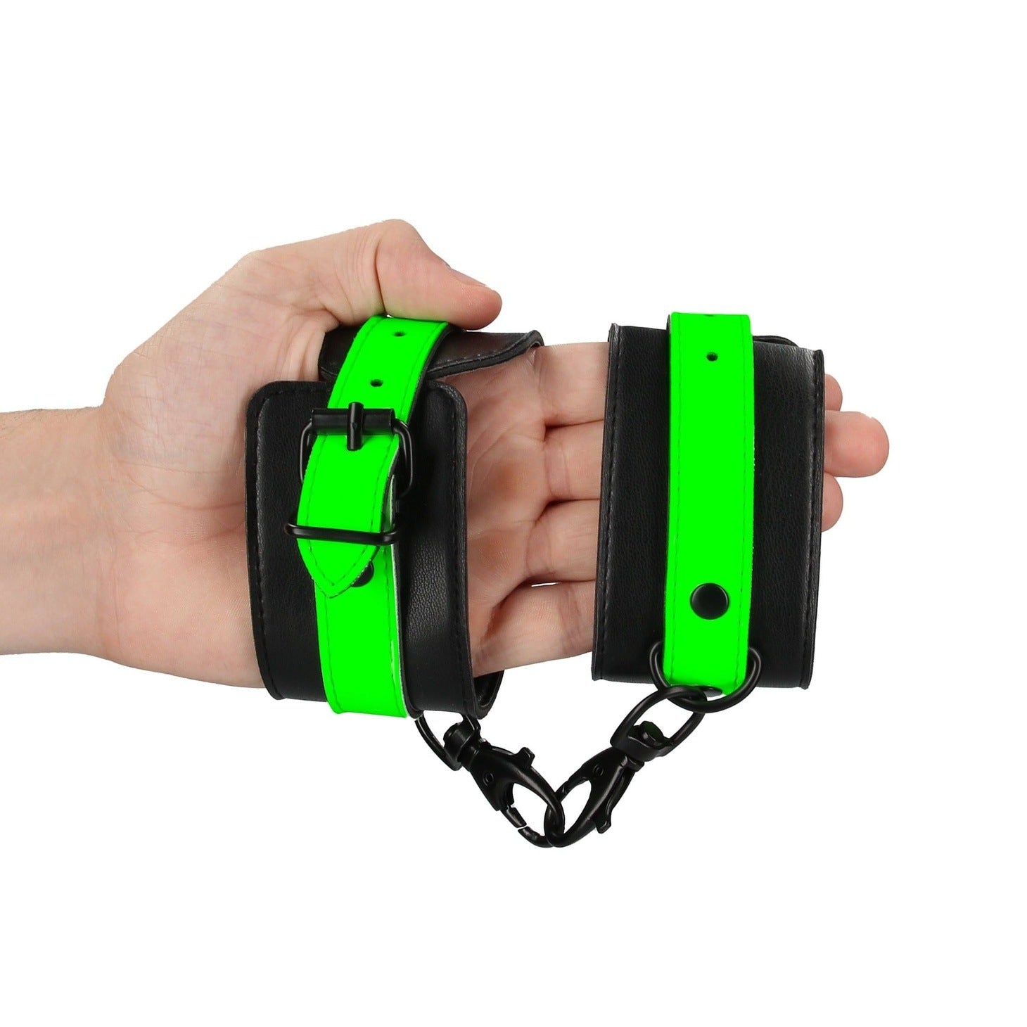 Ankle cuffs - Glow in the Dark - Neon Green/Black Ouch!