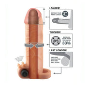 2″ Fantasy X-Tensions Guaina Fallica Realistica con stimolatore clitorideo - Rosa Carne