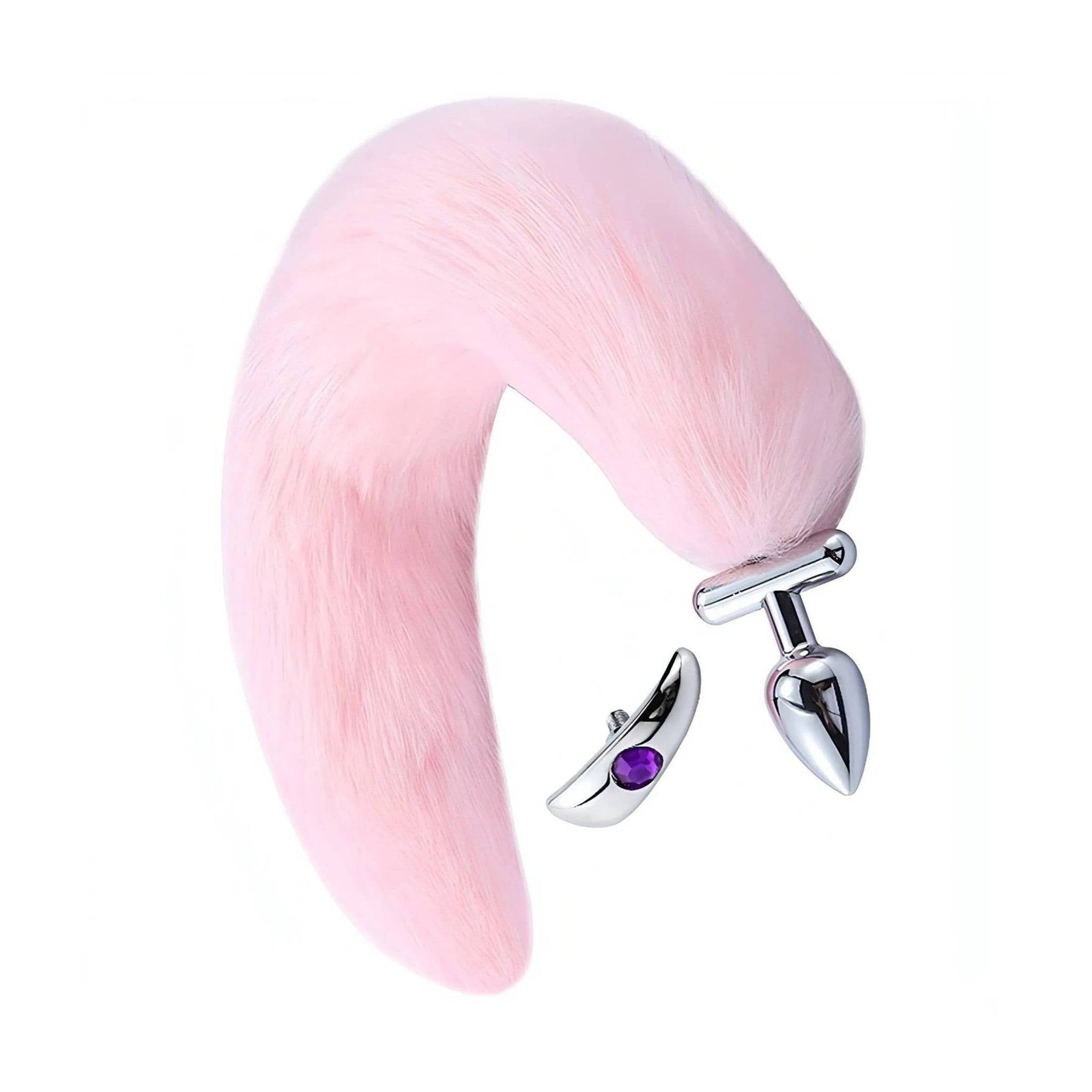 2 in 1 Convertible Fox Tail Plug - Plug Anale in acciaio con coda removibile - Rosa