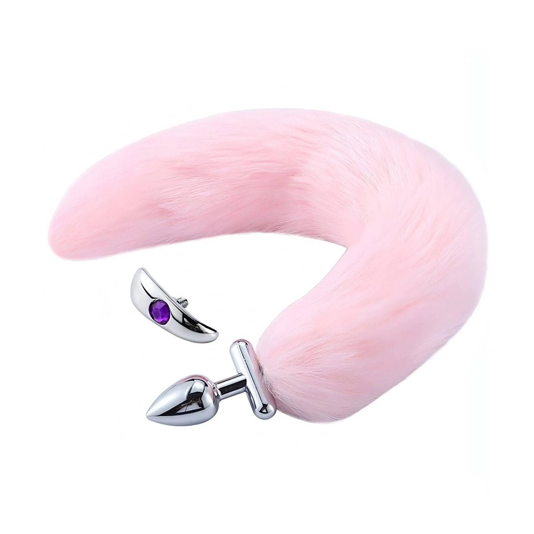 2 in 1 Convertible Fox Tail Plug - Plug Anale in acciaio con coda removibile - Rosa