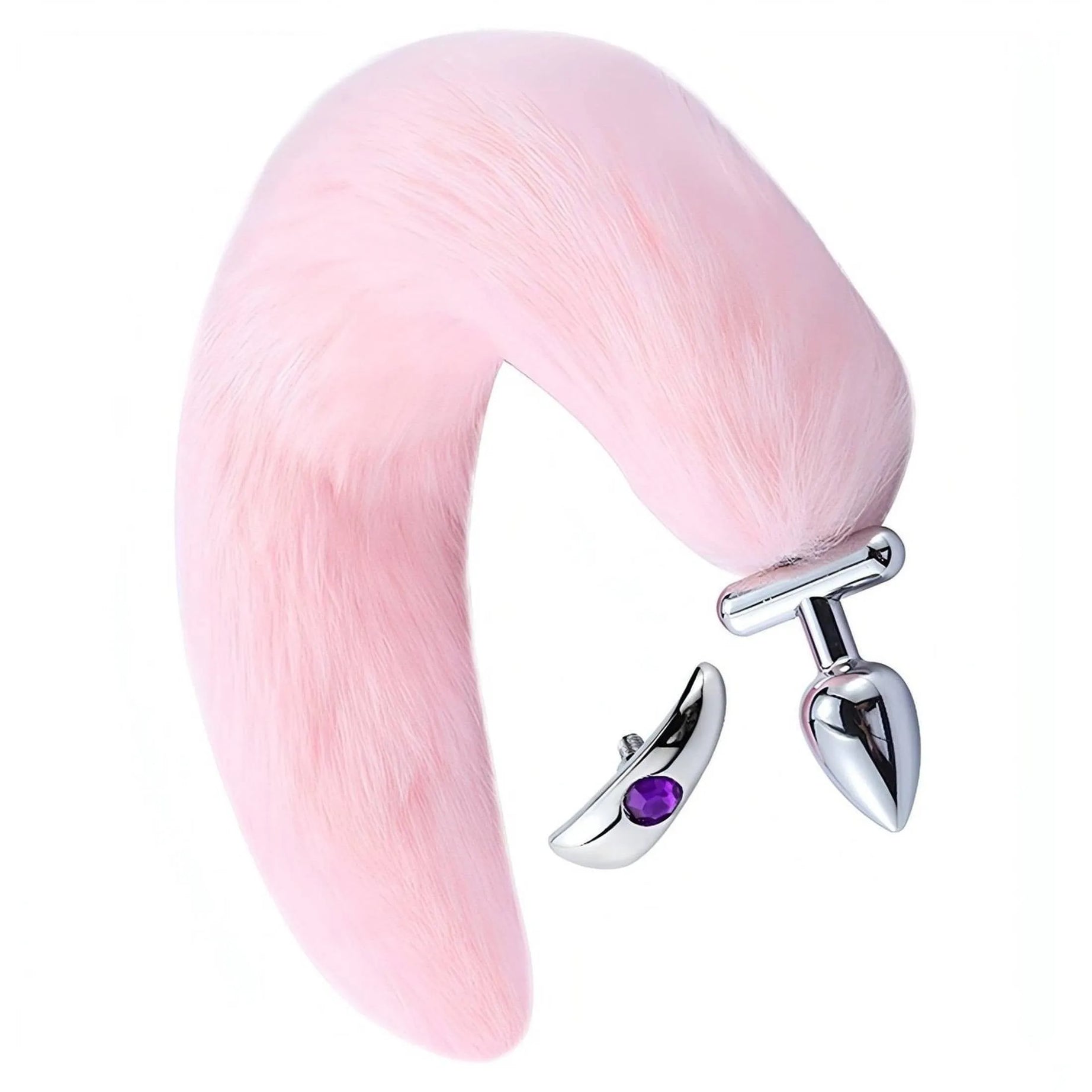 2 in 1 Convertible Fox Tail Plug - Plug Anale in acciaio con coda removibile - Rosa